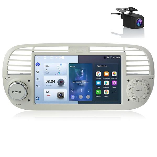 Autoradio 7" Android 13 Carplay Android Auto 2+64G Per Fiat 500 2007-2015 Telecamera Gps Swc Navi Wifi Bt Rds Dsp Dab+"-image