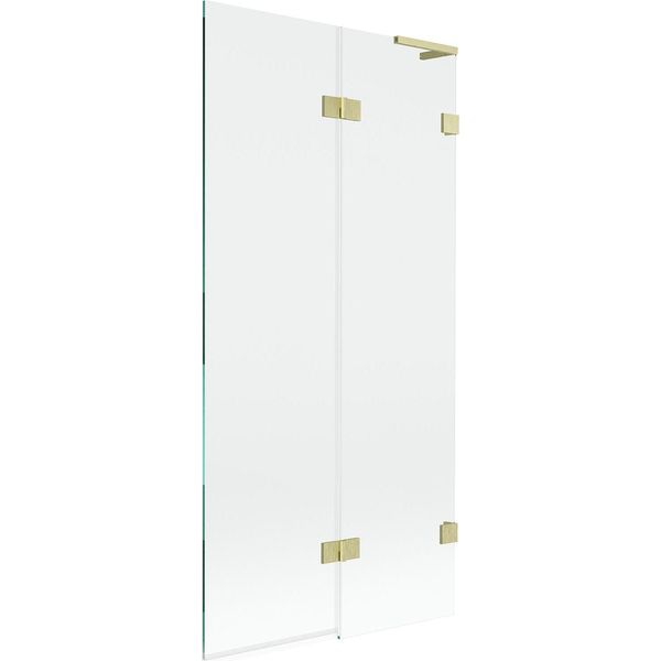 Mexen Lunar L Paratia Da Vasca A 2 Ante Destra 90 X 150 Cm, Trasparente, Oro Spazzolato - 897L-090-100-55-00-P-image