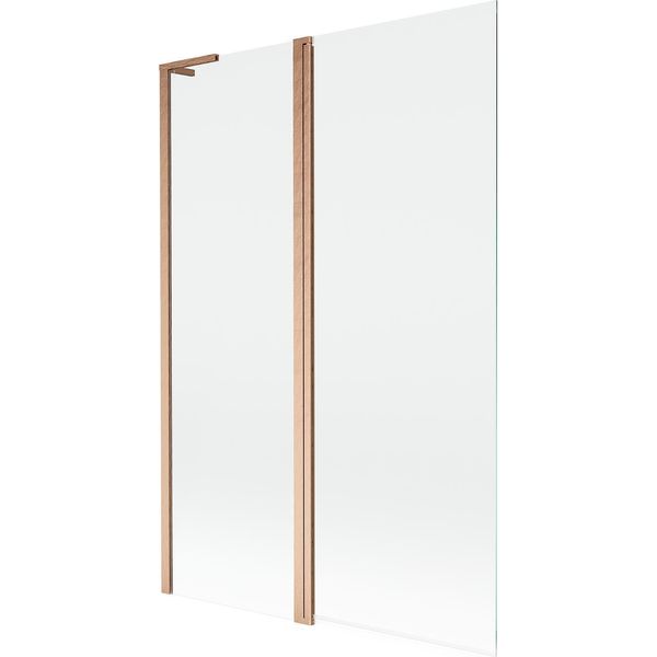 Mexen Mist L Paravento Da Bagno A 2 Ante 120 X 150 Cm, Trasparente, Rame Spazzolato - 8A9L-120-011-65-00-image