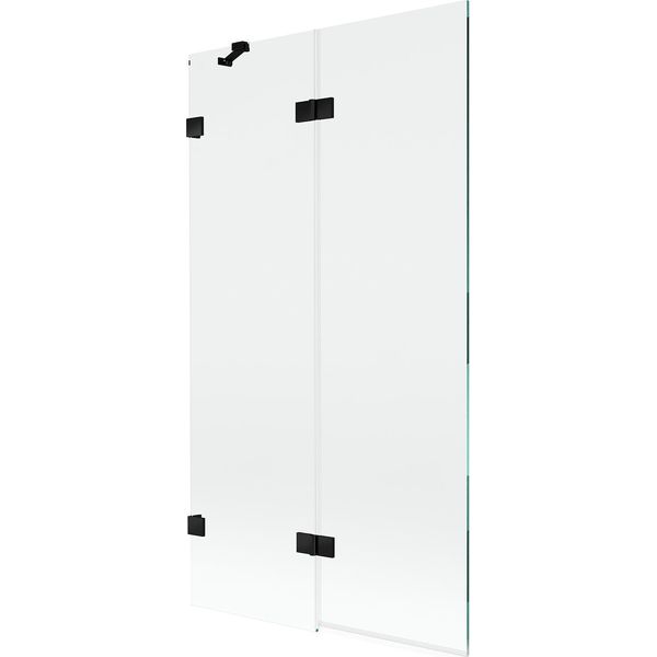 Mexen Lunar Paravento Vasca Da Bagno A 2 Ante Sinistro 100 X 150 Cm, Trasparente, Nero - 897-100-100-70-00-L-image