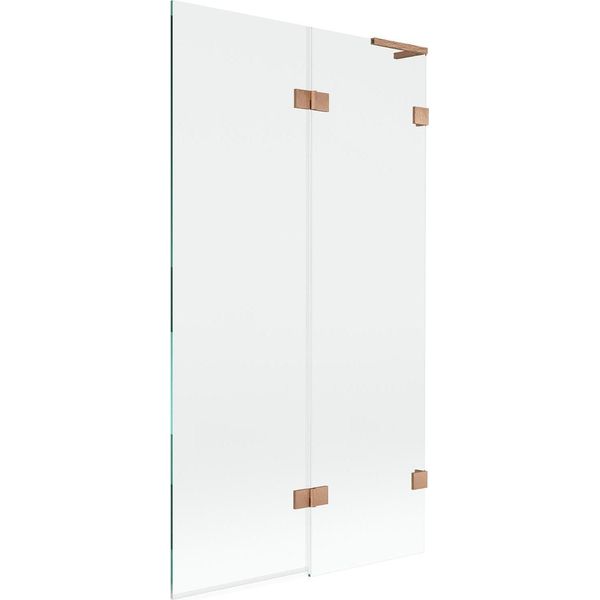 Mexen Lunar L Paratia Per Vasca Da Bagno A 2 Ante Destra 100 X 150 Cm, Trasparente, Rame Spazzolato - 897L-100-100-65-00-P-image