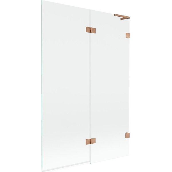 Mexen Lunar L Paravento Per Vasca Da Bagno A 2 Ante Destro 120 X 150 Cm, Trasparente, Rame Spazzolato - 897L-120-100-65-00-P-image
