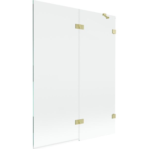 Mexen Lunar Paravento Da Bagno A 2 Ante Destro 130 X 150 Cm, Trasparente, Oro Spazzolato - 897-130-100-55-00-P-image