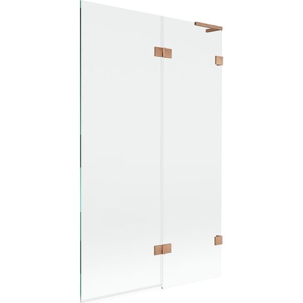 Mexen Lunar L Paratia Per Vasca Da Bagno A 2 Ante Destra 110 X 150 Cm, Trasparente, Rame Spazzolato - 897L-110-100-65-00-P-image