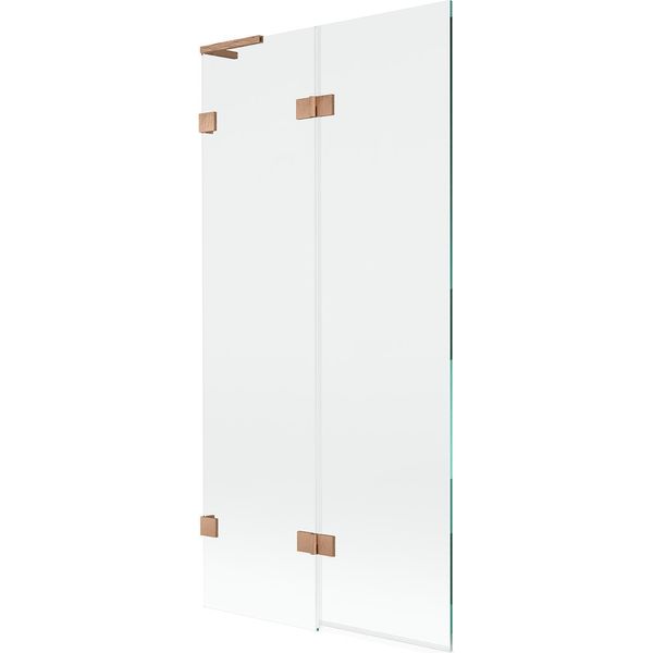 Mexen Lunar L Paravento Per Vasca Da Bagno A 2 Ante Sinistro 90 X 150 Cm, Trasparente, Rame Spazzolato - 897L-090-100-65-00-L-image