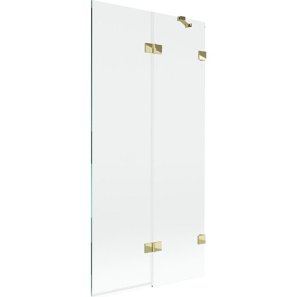 Mexen Lunar Paratia Bagno A Due Ante Destra 90 X 150 Cm, Trasparente, Dorato - 897-090-100-50-00-P-image