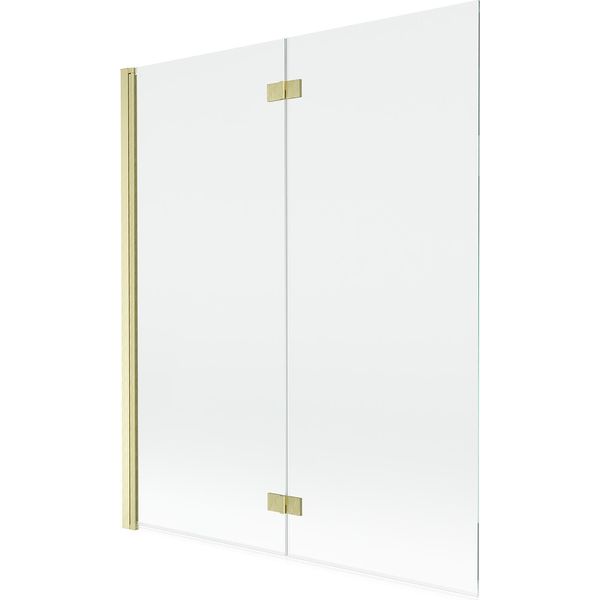 Mexen Mist Paravento Per Vasca Da Bagno A 2 Ante Sinistro 140 X 150 Cm, Trasparente, Oro Spazzolato - 8A9-140-002-55-00-L-image