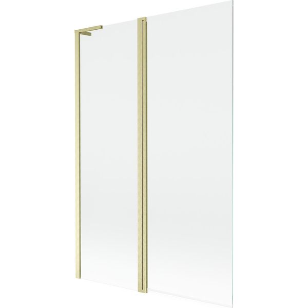 Mexen Mist L Paravento Per Vasca Da Bagno A 2 Ante 120 X 150 Cm, Trasparente, Oro Spazzolato - 8A9L-120-011-55-00-image
