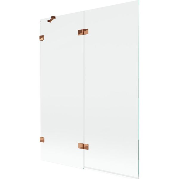 Mexen Lunar Paravento Da Bagno 2-Ante Sinistro 130 X 150 Cm, Trasparente, Oro Rosa - 897-130-100-60-00-L-image