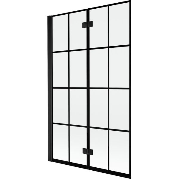 Mexen Mist Paravento Per Doccia A 2 Ante Sinistre 110 X 150 Cm, Griglia Nera, Nero - 8A9-110-002-70-77-L-image