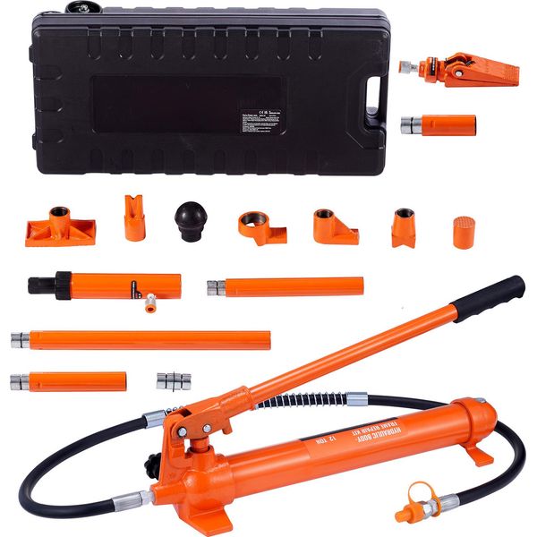 Succebuy Kit Porta Power Da 12 Tonnellate, Cilindro Idraulico Con Pompa, Tubo Dell'olio Da 4,6 Piedi/1,4 M, Martinetto Idraulico Portatile Con Custodia, Auto, Garage, Fattoria, Meccanico, 26455 Libbre-image