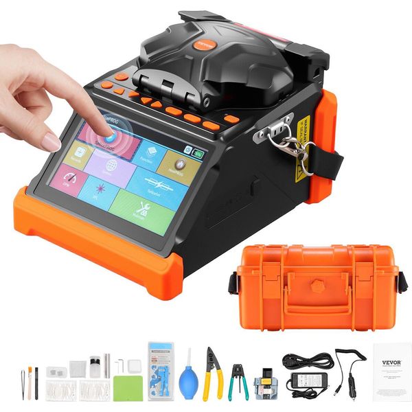 Giuntatrice Per Fibre Ottiche Vevor, 6 Motori, Giuntatrice A Fusione, Allineamento Nucleo/Bordo, Giunzione 6 S, Riscaldamento 13 S, Touch Screen, Giuntatrice A Fusione 3 In 1, Batteria 7800 Mah Per Sm Mm Ds Nzds-image