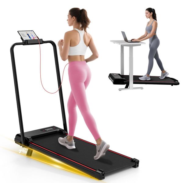 Tapis Roulant Pieghevole - Tapis Roulant 3 In 1 Con Pendenza Del 7 % - Pedana Di Marcia Regolabile Da 1 A 8 Km/H - Superficie Di Corsa 38,5 X 90 Cm - Pedana Di Corsa Da 2,5 Cv Fino A 130 Kg-image