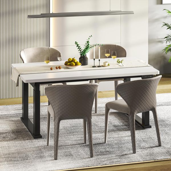 Tavolo Da Pranzo Flexispot Regolabile In Altezza 180X80 Cm, Elettrico, 4 Gambe Stabili, Fino A 150 Kg, Con Funzione Memoria, Design Moderno Per Sala Da Pranzo, Bianco-image