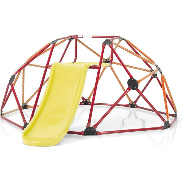 Costway Cupola Di Arrampicata Ø183Cm Con Scivolo E Piattaforma In Tessuto, Struttura Di Arrampicata A Forma Di Cupola Fino A 180Kg, Parco Giochi Per Bambini Da 3 Anni Arancione, Rosso-image
