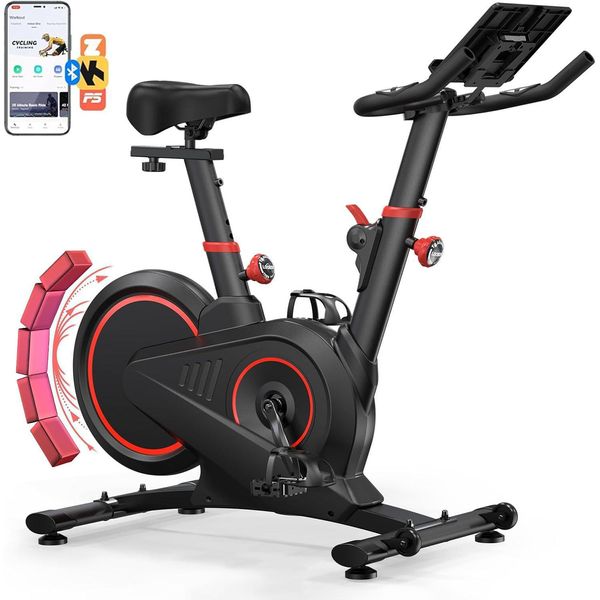 Cyclette Con Magnete Regolabile - Cyclette A Resistenza Silenziosa Con Monitor Lcd - App Propria Bluetooth - Capacità Di Carico 150 Kg-image