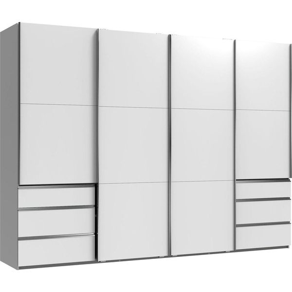 Armadio Con Ante Scorrevoli Level 300X65X216Cm Bianco Cassetti A 4 Ante-image