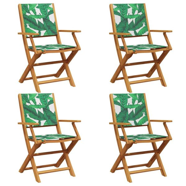 Syfax™ Sedie Da Giardino Pieghevoli 4Pz Verde Tessuto E Legno Massello-image