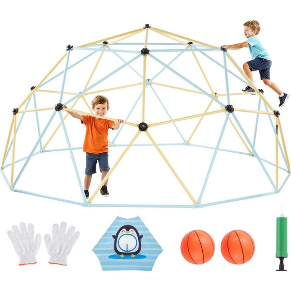 Vevor Arrampicata Cupola Geometrica Con 2 Palloni Da Basket E Rete (305 Cm), 453 Kg Portante Arrampicata, Attrezzatura Per Arrampicata Per Bambini Da 3 A 10 Anni Giardino Giocattoli Parco Giochi-image