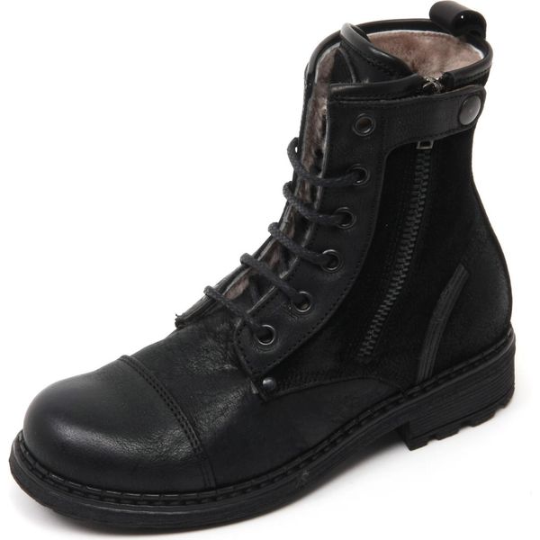 C1244 Stivaletto Bimba Momino Mustang Scarpa Anfibio Nero Boot Shoe Unisex Kid-image