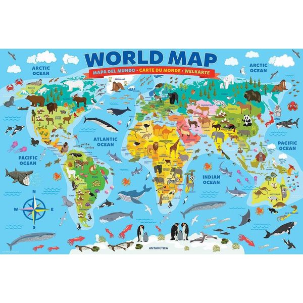 Eurographics Mappa Del Mondo Illustrata Puzzle Da 100 Pezzi-image