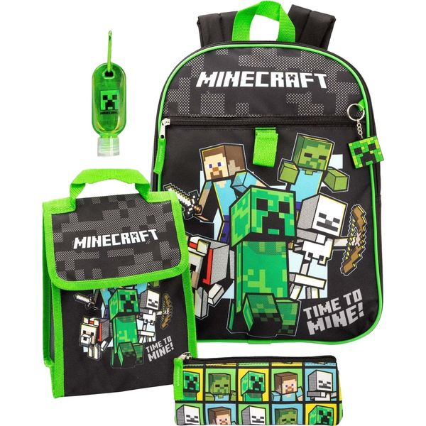 Minecraft - Zaino Per Bambini "Time To Mine"" NS6579 (Taglia Unica) (Nero/Verde)"-image
