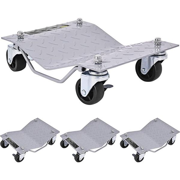 Costway Ausilio Di Manovra 4 Pezzi, 680 Kg Per Piattaforma, Larghezza Massima Pneumatici 30 Cm, Rulli Di Manovra Per Ruote Larghezza Pneumatici 30 Cm, Rulli Di Manovra Ruote Cric, Cric Per Auto, Auto, Camion, Trattori, Piattaforma Mobile Per Pneumatici, Grigio-image