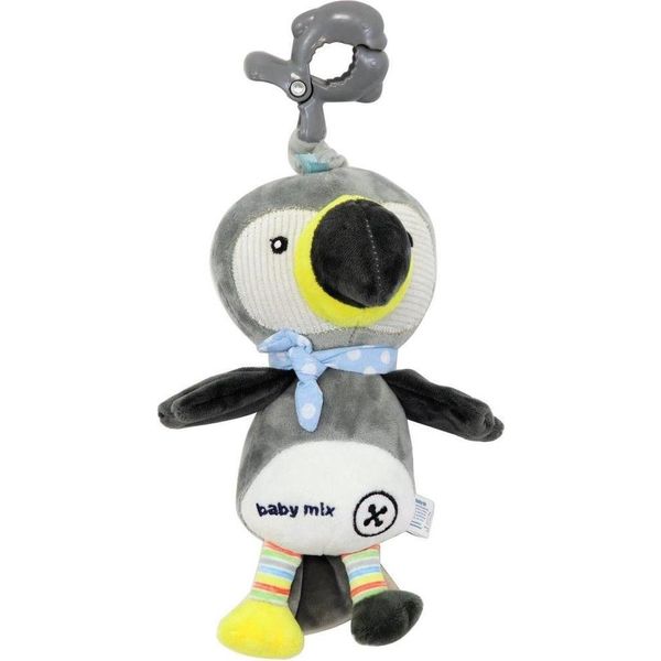 Baby Mix Tukan Peluche Grigio Con Macchinetta E Clip-image
