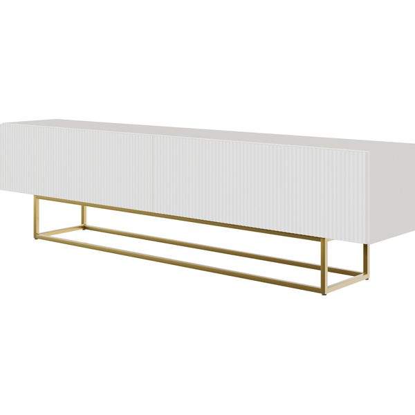 Selsey Veldio - Mobile Tv, Bianco Con Struttura In Metallo Dorato, 175 Cm-image