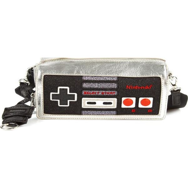 Danielle Nicole - Borsa A Tracolla "Controller"", 'Super Mario' NS5833 (Taglia Unica) (Nero/Argento)"-image