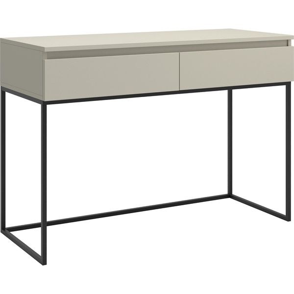 Selsey Bemmi - Tavolino Da Toilette Desk, Grigio Beige Con Struttura In Metallo Nero, 120 Cm-image