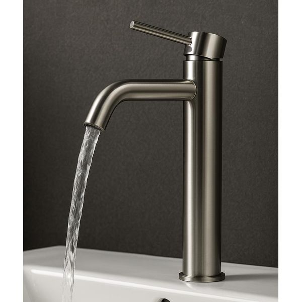 Miscelatore Per Lavabo Everest Xl - Grigio - Monocomando Con Kit Di Installazione E Tubi Flessibili-image