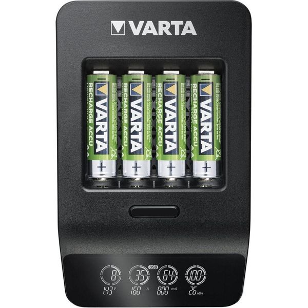 2X Varta 64757 Varta Lcd Smart Charger+ (Tipo 57684) Incl. 4X Aa 2100 Mah, Nero - Carica Contemporaneamente Fino A 4X Batterie Ricaricabili Aa O Aaa (Nimh)-image