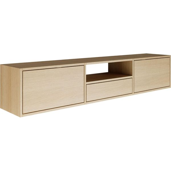 Selsey Framme - Mensola Tv Sospesa Con Tre Ante E Un Ripiano, Rovere Effetto Legno, 150 Cm-image