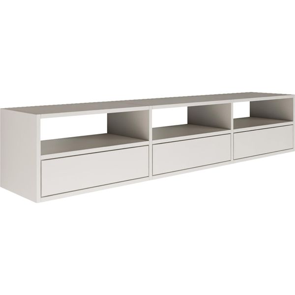 Selsey Framme - Pannello Tv Pensile Con Tre Ante E Ripiani Aperti, Bianco, 150 Cm-image