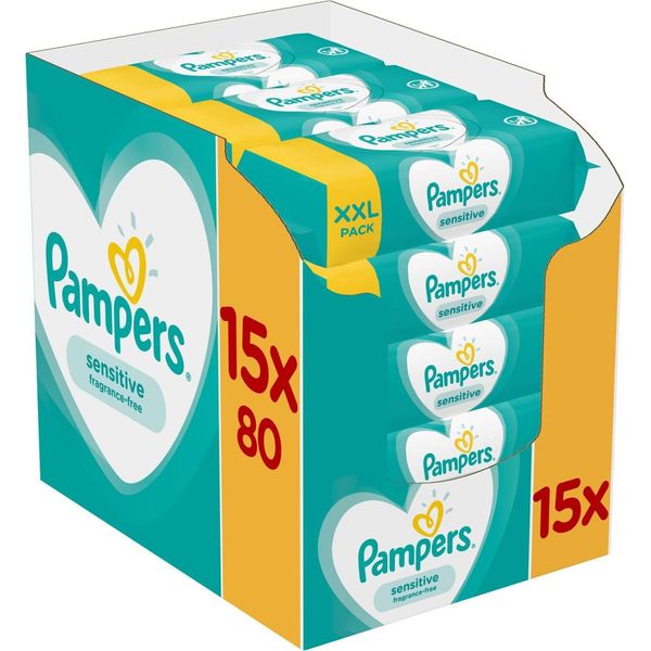Pampers® 8001841063188 FeuchttüCher Sensitive 1-Lagig Weiß, 1.200 St.-image
