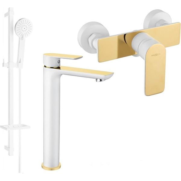 Mexen Alfa DQ40 Set Doccia, Bianco/Oro - 745714DQ40-25-image