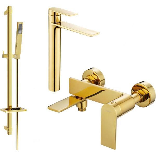 Mexen Zero DQ02 Set Vasca Da Bagno, Dorato - 7113DQ02-50-image