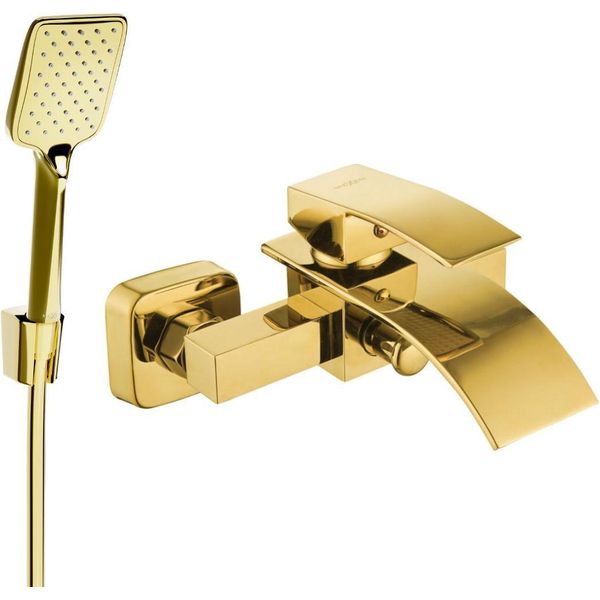 Mexen Aries R62 Rubinetto Da Vasca Con Set Doccia, Dorato - 74483R62-50-image