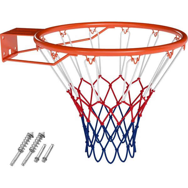 Canestro Da Basket Costway Ø45Cm, Mini Canestro Da Parete, Canestro Da Basket Con Anello E Rete, Canestro Da Esterno Per Bambini E Adulti-image