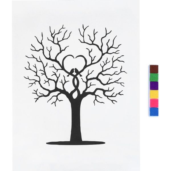 Albero Delle Impronte Digitali, Fai Da Te, Firma Degli Ospiti, Libro Di Registrazione, Tela, Pittura Di Impronte Digitali-image