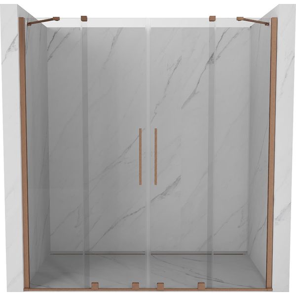 Mexen Velar Duo Porte Doccia Scorrevoli 200 Cm, Trasparente, Rame Spazzolato - 871-200-000-02-65-image