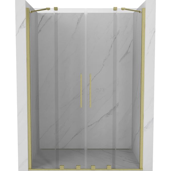 Mexen Velar Duo Porta Doccia Scorrevole 160 Cm, Trasparente, Oro Spazzolato - 871-160-000-02-55-image