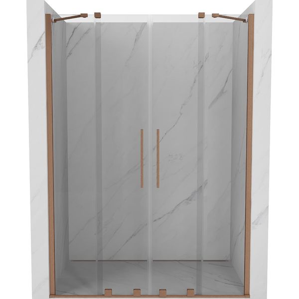 Mexen Velar Duo Porte Doccia Scorrevoli 150 Cm, Trasparente, Rame Spazzolato - 871-150-000-02-65-image