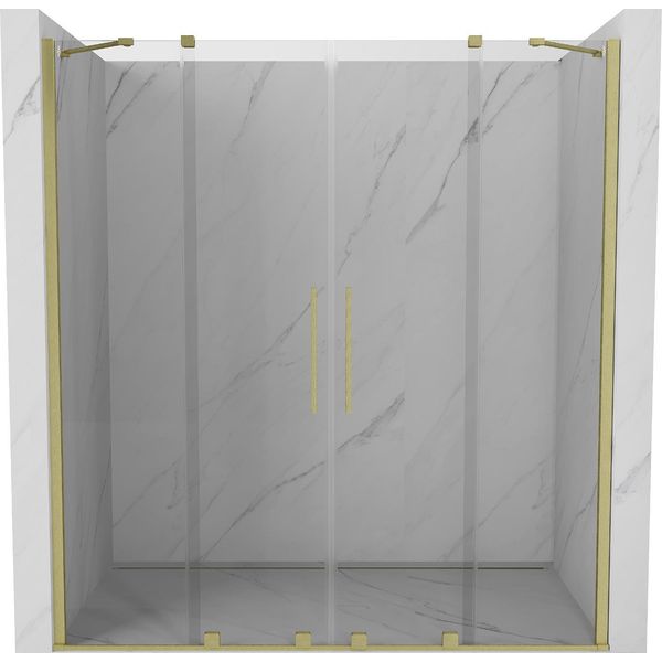Mexen Velar Duo Porta Doccia Scorrevole 180 Cm, Trasparente, Dorato Spazzolato - 871-180-000-02-55-image