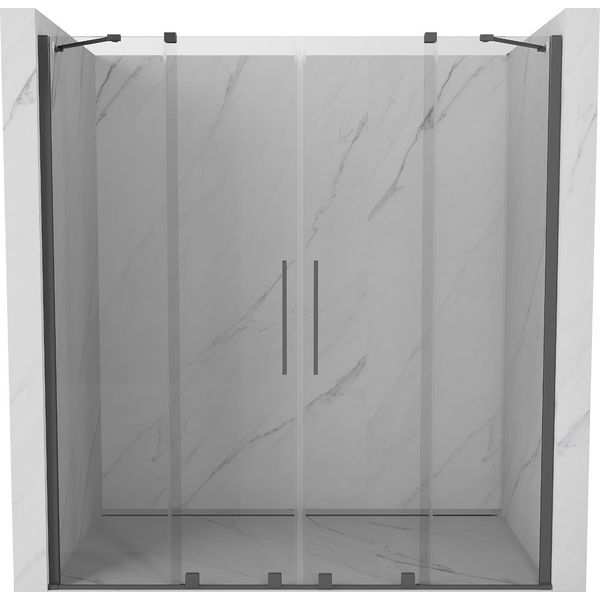 Mexen Velar Duo Porta Doccia Scorrevole 170 Cm, Trasparente, Grigio Canna Di Fucile Spazzolato - 871-170-000-02-66-image