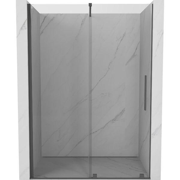 Mexen Velar Porta Doccia Scorrevole 160 Cm, Trasparente, Grigio Canna Di Fucile Spazzolato - 871-160-000-01-66-image