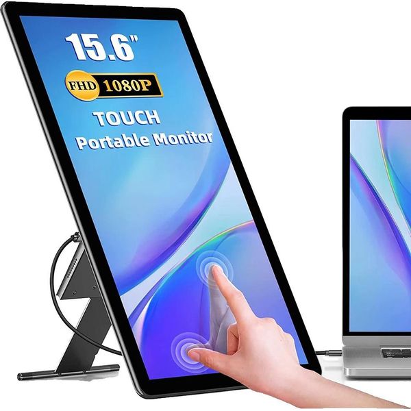 Monitor Portatile, Touchscreen Da 15,6 Pollici, Alta Risoluzione 1920X1080, Spina Ue-image