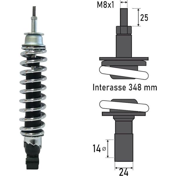 Bcr Piaggio Vespa Gtv/Gts 125/150/200/250/300Cc Ammortizzatore Posteriore Argento Taglia Unica-image