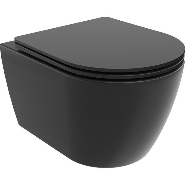 Mexen Carmen Wc Rimless Tornado Con Tavoletta A Chiusura Rallentata Slim, Duroplast, Nero Opaco - 30881085T-image